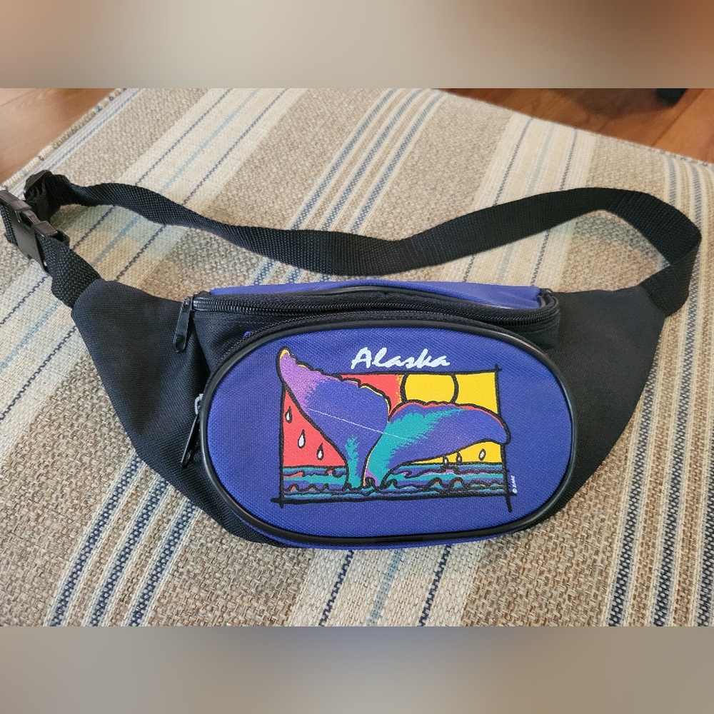 1990's ALASKA Artist Painted Fanny Pack Whale Tale NWOT